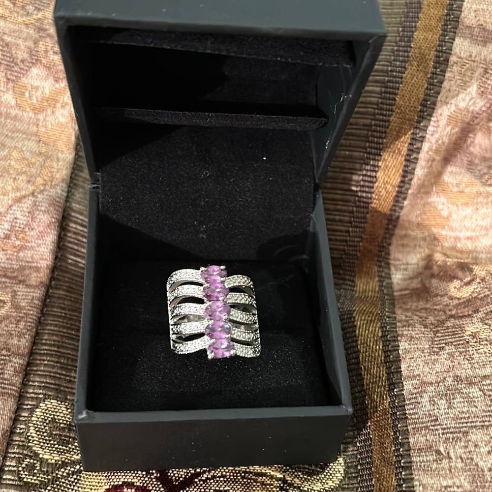 Gorgeous Sterling silver wide amethyst ring